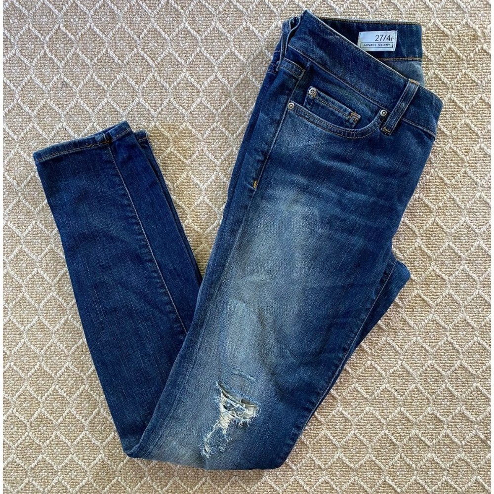 Gap Distressed Skinny Dark Wash Jeans Size 4